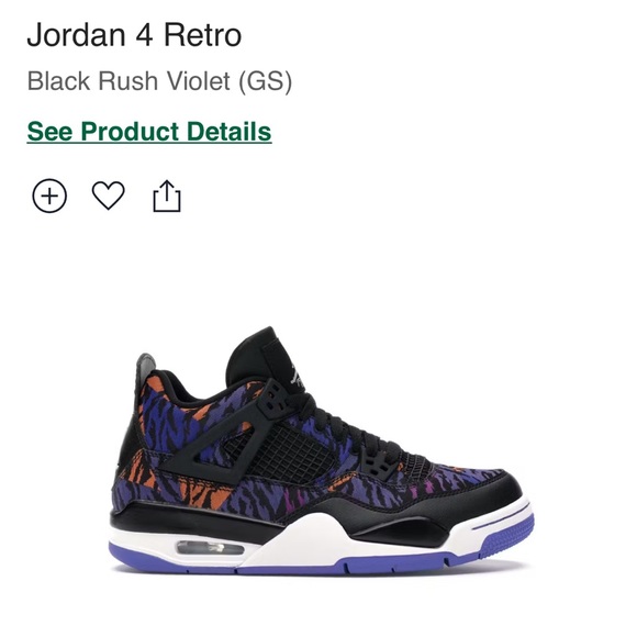 JORDAN 4 RETRO BLACK RUSH VIOLET - Picture 1 of 4
